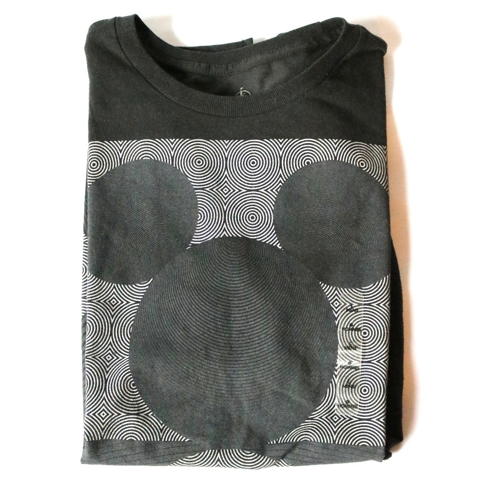 NWT - DISNEY Mickey Mouse Men's Large T Shirt Black White Official Geometric